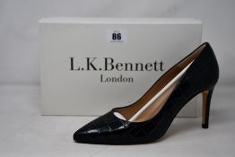 A pair of as new L.K.Bennett Floret shoes in teal croc effect (EU 40 - RRP £229).