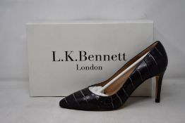 A pair of as new L.K.Bennett Floret shoes in smoke croc effect (EU 39- RRP £229).