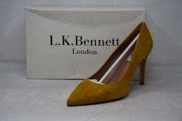 A pair of as new L.K.Bennett Floret shoes in yellow suede (EU 39 - RRP £229).