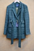A woman's as new Really Wild London belted tweed jacket in Khaki/Silver (Size 12 - RRP £395).