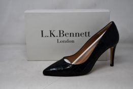 A pair of as new L.K.Bennett Floret shoes in teal croc effect (EU 41 - RRP £229).