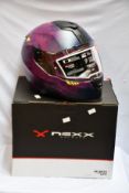 A boxed as new NEXX SX.100 MT helmet in Toxic Aubergine (Size: XS).