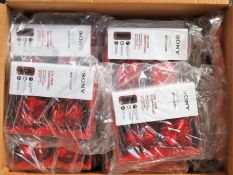 Twenty boxed as new pairs of Sony MDR-ZX310AP Foldable Over-Ear Headphones in Metallic Red.