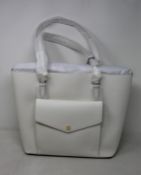 An as new Michael Kors Jet Set large leather pocket tote bag in optic white.