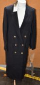 A women's as new Parwood double-breasted linen-blend coat in black (UK 6)