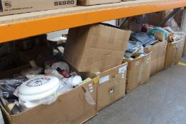 A large quantity of miscellaneous items to include, clothing, toiletries and hardware (Five boxes).