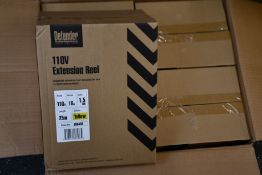 Four boxed as new Defender E86450 Extension Reels (25m -1.5mm Core).