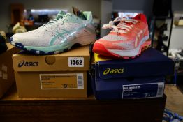 Two pairs of women's as new Asics trainers; Gel-Nimbus 21 (UK 5.5) and Netburner Professional FF