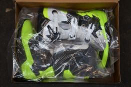 A pair of youths boxed as new Alpine Stars Tech 3S Off-road Boots in back, white and fluorescent