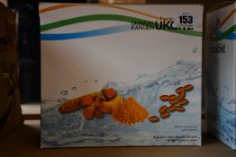 A box of ten packs of Enagic Turmeric Kangen Ukone Dietary Supplements (100 capsules per pack, 02/