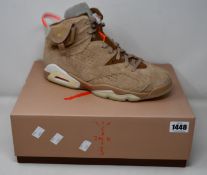 A pair of as new Nike Jordan 6 Retro Travis Scott British Khaki (UK 10).