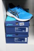 Two pairs of men's as new Asics Gel-Exalt 5 trainers (UK 8).
