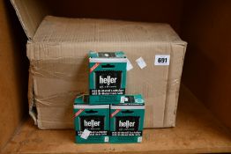 A quantity of Heller Bi-Metal Hole Saws (60mm, approximately 25) and 5.5mm Drill Bits (14 packs of
