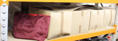 Thirty as new Oliver Bonas Martie velvet tote bags in burgundy.