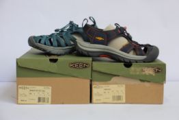 Two pairs of women's as new Keen sandals; Whisper (UK 3.5) and Venice H2 (UK 4.5).