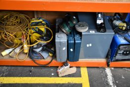 Five pre-owned Bosch tools to include jigsaw, drill, angle grinder, mitre saw, sander, a pre-owned