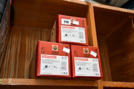 Three boxes of as new Sparky professional angle grinders (M750).