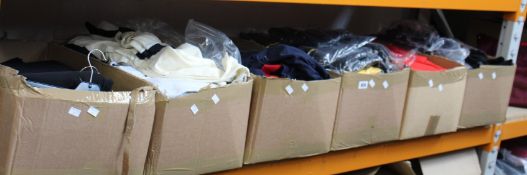 Six boxes of men's assorted as new clothing and accessories.
