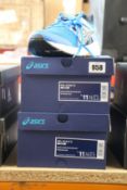 Two pairs of men's as new Asics Gel-Exalt 5 trainers (UK 10.5).