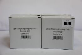 Twelve boxes of three Barry M All Night Long setting sprays (50ml per bottle).