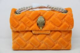 An as new Kurt Geiger Velvet Mini Kensington bag in orange.