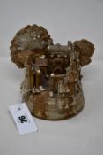 Paul Gandy (England b.1930), studio pottery sculpture depicting a town, circa 1980, decorated with