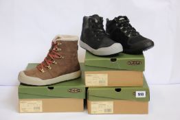 Three pairs of women's as new Keen footwear; Explore Mid (UK 5), Elena Hiker boot (UK 4.5) and Elena