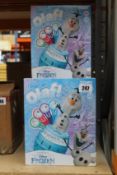 Five boxed as new TOMY games Pop Up Olaf - children's action board games (From the Disney Movie