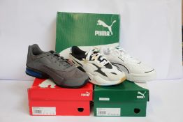 Three pairs of as new Puma trainers; CA Pro Embroidery FS (UK 7), Leader VT Bold (UK 11) and RS-X3