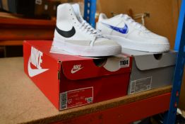 Two pairs of youths as new Nike trainers; Blazer Mid '77 (UK 6) and Air Force 1 Low (UK .5).