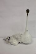 A William Yeoman Sebastian table lamp in white (Some minor damage to the cable, viewing advised).