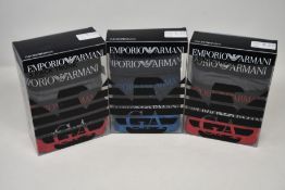 Twelve packs of as new Emporio Armani trunks (3 pairs per pack - 5 x S, 1 x M, 1 x L, 5 x XL).