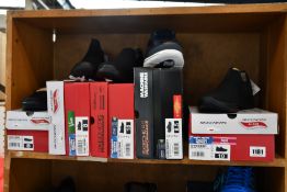 Five pairs of assorted as new Skechers footwear.