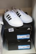 Three pairs of as new Adidas Breaknet trainers (UK 5, 6, 7 - One pair unboxed).