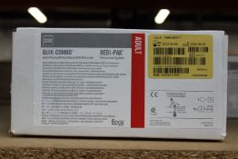 One box of ten Physio Control Quick-Combo, Red-Pak Adult ECG Pacing/Defibrillation/ECG Electrodes.