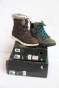 Two pairs of women's as new Sorel walking boots; Explorer Joan (UK 7) and Lennox Hiker (UK 6.5).
