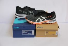 Two pairs of men's as new Asics trainers; Gel-Cumulus 22 (UK 11.5) and GT-2000 9 (UK 10).
