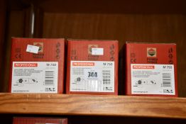 Three boxes of as new Sparky professional angle grinders (M750).