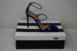 A pair of as new Aquazurra Minute Sandal 105 in lapis blue (EU 39).