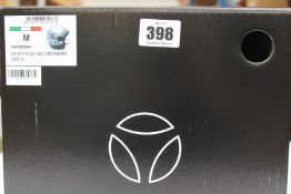 A boxed as new Momo Design Heritage Jet Helmet for motorcycles in aluminium grey (M).