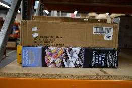 Sixteen sets of Steven Raichlen Stainless Steel Kebeb Rack Sets, as new.