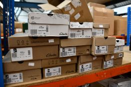 Eleven pairs of adult and children's Clarks shoes to include Caroleigh Rrin, Un Rio Tie, Solan
