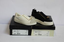 Two pairs of as new Kurt Geiger/Miss GK sneakers; Liza and Katya (Both EU 37).