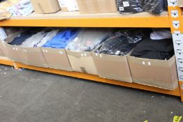 Six boxes of men's assorted as new clothing and accessories.