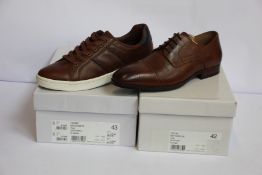 Two pairs of as new Kurt Geiger footwear; Orton formal shoes (EU 42) and Fraser sneakers (EU 43).