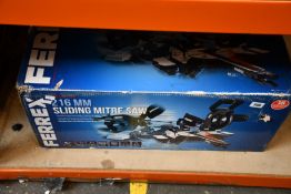 A boxed as new Ferrex Sliding Mitre Saw 91794 (2000W, 216mm).