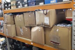 Eight boxes of assorted pre-owned clothing and related items.