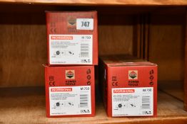 Three boxes of as new Sparky professional angle grinders (M750).