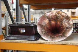 A reproduction 'Victrola' talking machine gramophone.