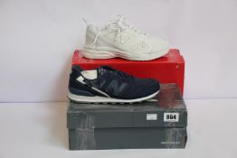 Two pairs of as new New Balance trainers; WX624WS4 (UK 4.5) and WL996FPD (UK 5).